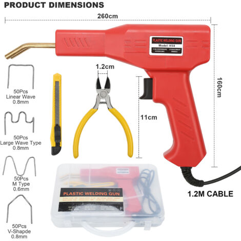 Machine à Souder Plastique 70W - Kit Réparation Pare-chocs Voiture Avec 200 Agrafes - Pistolet Soudage Plastique