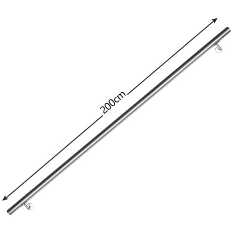 SWANEW Main courante inox rampe d'escalier rond intérieur & extérieur Ø 42 mm support mural argenté 200cm