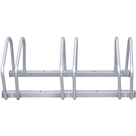 vidaXL Porte-vélos pour 3 Vélos, Support de Bicyclettes avec Rangement, Râtelier de Vélo au Sol Garage Jardin Terrasse, Acier Galvanisé