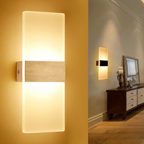 SWANEW Applique murale LED 6W Lampe de couloir Intérieur Spot mural Extérieur Lampe de couloir Blanc chaud