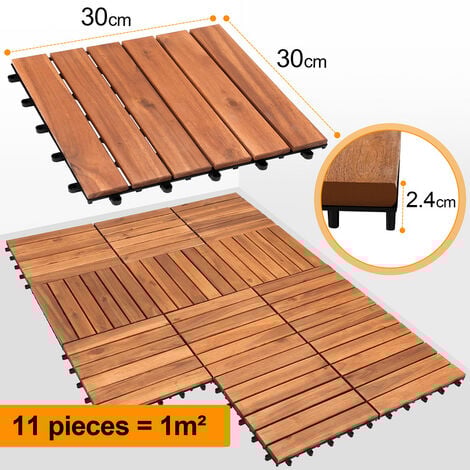 SWANEW Dalles de terrasse Piscine Balcon avec système de Clips Dimensions 30 x 30 cm par Dalle Effet Bois en résistant 11 pièces 1m²