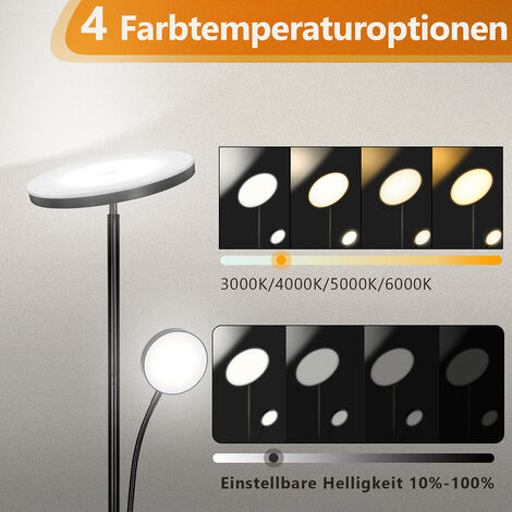 24W Lampadaire LED - Dimmable Lampe Sur Pied avec Luminosité et Température  de Couleur Réglables en Continu [3000K-6500K], Télé A17 - Cdiscount Maison