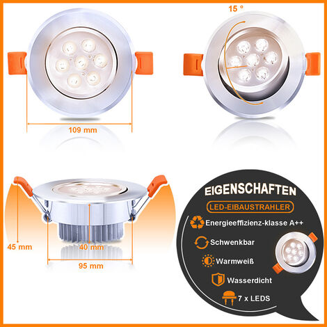 Eande Spots LED Encastrable 5W IP44 98mm, Couleur Variable Blanc Froid  6500K/ Blanc Chaud 3000K/ Blanc Neutre 4000K, Plafond Encastré Étanche  Extra Plat 25mm 230V 450lm Trou 75-85mm, Lot de 10 