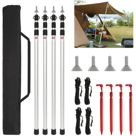 Lot 2 Barres Télescopiques Tente Aluminium 43-200 Cm - Supports Réglables Camping Avec Sac De Transport