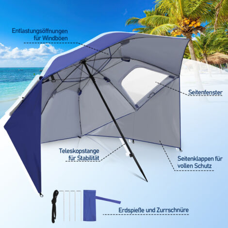 Tente Plage Pop Up REAKOO - Anti-UV UPF 50+ - Pour 3-4 Personnes - Portable 1kg - Set Piquets Inclus