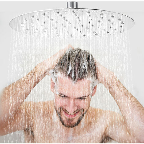 SWANEW Douche de tête Douche à effet pluie Pomme de douche Top Wellness  Design 20cm Carré