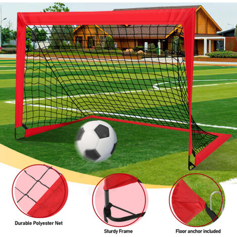Filet De But De Football Portable Pour Enfants - 150x120x120cm - Noir/rouge - Pratique Parc