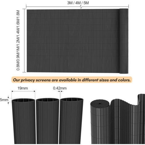Brise-vue Balcon PVC 90x400cm - Opacité Totale, Résistant Vent Et UV - Installation Facile Sans Perçage