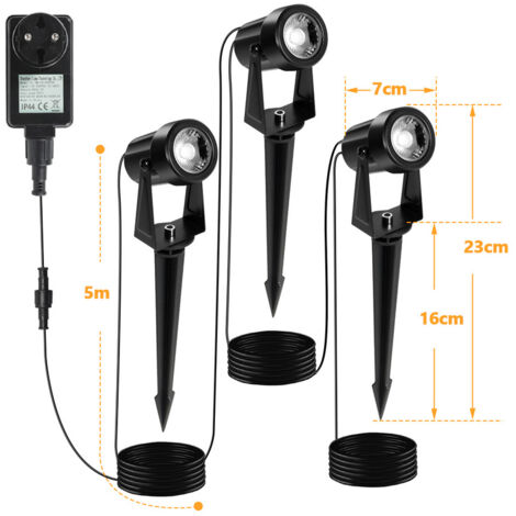 Mini Projecteur LED Spot 3W Blanc Chaud 3000K - 300LM | Éclairage Accent Plantes Intérieur, Couloir, Tableau Avec Piquet & Interrupteur Pied