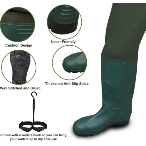 Waders Imperméables Pêche/chasse - Bottes Intégrées PVC/nylon, Semelle Antidérapante | Taille 38 à 47, Camouflage