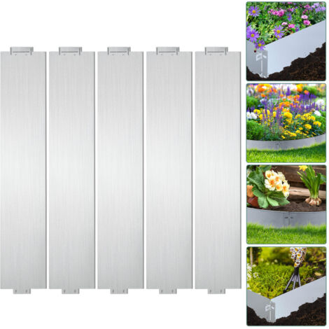 Bordure De Jardin Galvanisée 20 Pièces 100x15 Cm - Palissade Flexible Pour Pelouse Et Parterre