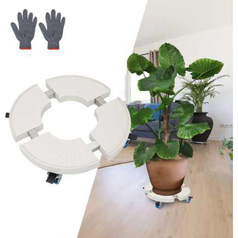 Aufun 2 pièces WPC Rouleau à Plantes en 30 cm , porte plante avec roulettes, verrouillable