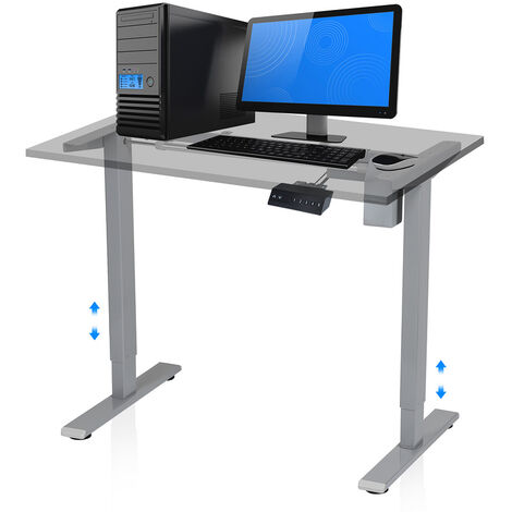 Bureau réglable en hauteur Table de colonne de levage à moteur unique jusqu’à 80 kg chargeable,Gris