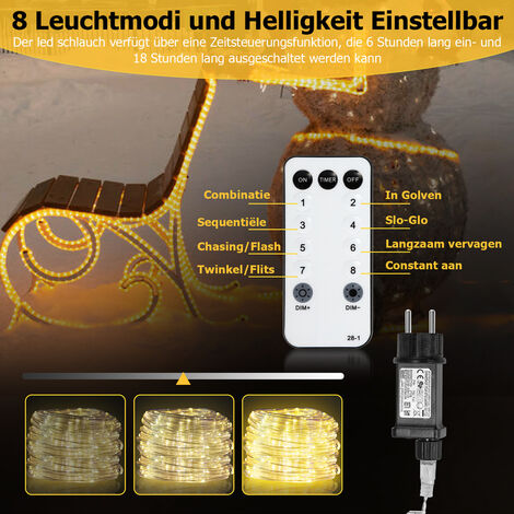 20 Mètres LED Tube Lumière lumineux, LED Tubes lumineux Extérieur et Intérieure pour Jardin, Noël, Mariage, Fête,Salle de Séjour, LED Tuyau Bande IP65,Blanc Chaud