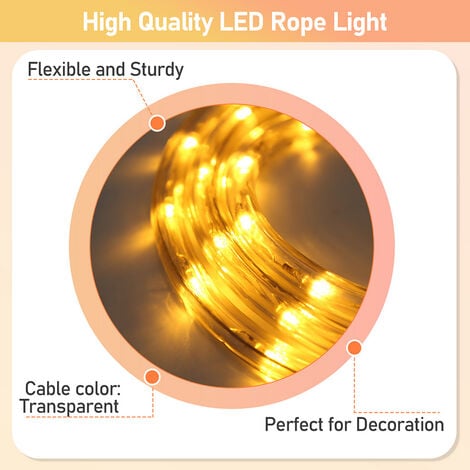 20 Mètres LED Tube Lumière lumineux, LED Tubes lumineux Extérieur et Intérieure pour Jardin, Noël, Mariage, Fête,Salle de Séjour, LED Tuyau Bande IP65,Blanc Chaud