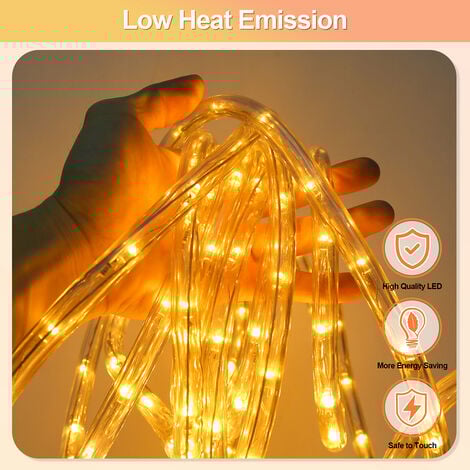 20 Mètres LED Tube Lumière lumineux, LED Tubes lumineux Extérieur et Intérieure pour Jardin, Noël, Mariage, Fête,Salle de Séjour, LED Tuyau Bande IP65,Blanc Chaud