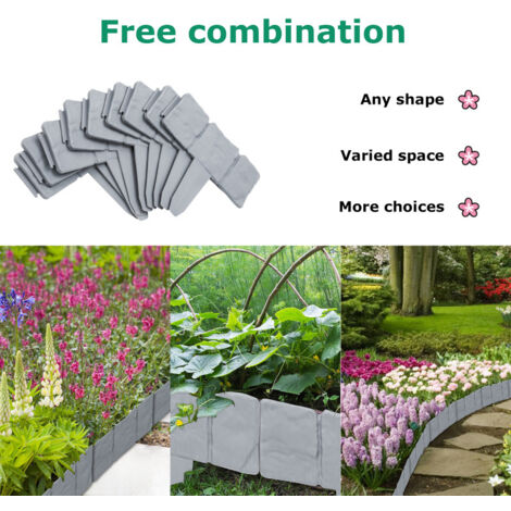 Bordure Jardin Imitation Pierre - 500 Cm - Lot De 20 Sections - Hauteur 23 Cm