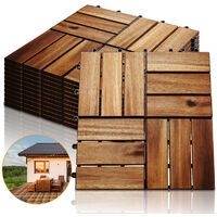 SWANEW 11x Dalles de terrasse en bois d'acacia pour 1m² 30 x 30 cm Jardin extérieur système d’emboîtement et de Drainage