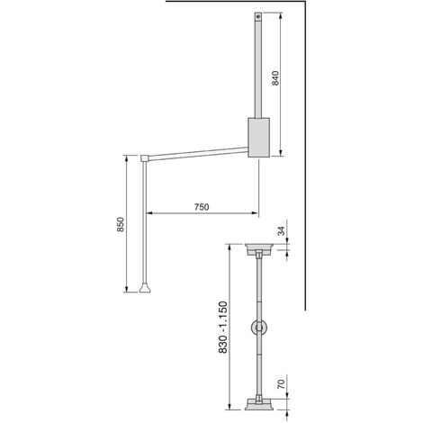 Emuca Appendiabiti per armadio Hang, 830 - 1150, Cromato brillo, Acciaio e  Tecnoplastica.