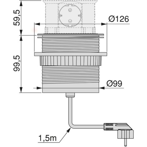 Emuca Multiconnettore Vertikal Push diametro 100mm, 3 spine di tipo Schuko,  2 USB tipo A, Acciaio