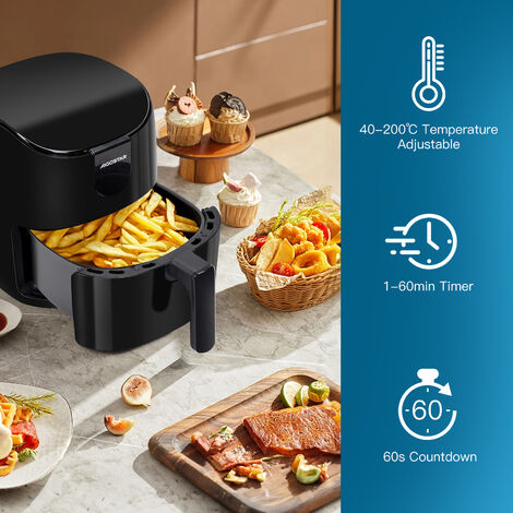 Aigostar Hayden X - Friggitrice ad aria 9 in 1. Air Fryer 1500W 4L con  60min Timer e Schermo LED, Temperatura Regolabile da 40℃ a 200℃. Meno Olio  e Senza Fumo, Cestello Antiaderente