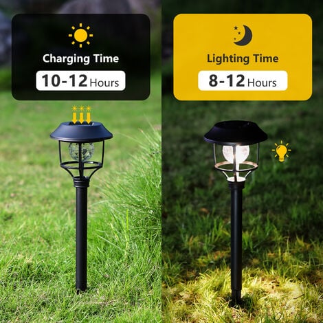 Lampada Solare Giardino Esterno LED Luci Solari Giardino Lampade da Esterno  per Prato LED Lampade Solari Terra IP44 Impermeabile Solari Luce Calda  3000K Paesaggio Strade Pacco da 4