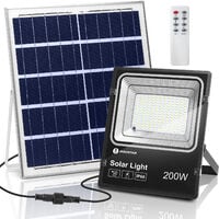 Aigostar - Faro led esterno con pannello solare,200W,luce bianca 6500k.Faretto  led solare con telecomando.