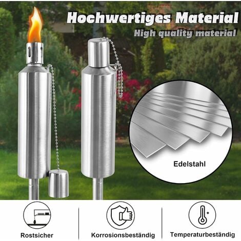 UISEBRT 6er Set Ölfackel Lampe Fackeln 150cm Gartenfackeln für außen Öl