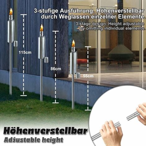 UISEBRT 6er Set Ölfackel Lampe Fackeln 150cm Gartenfackeln für außen Öl