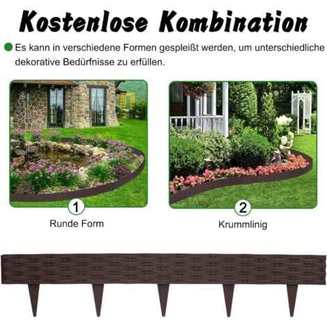 UISEBRT Rasenkante Kunstoff 50m Beeteinfassung Gartenzaun