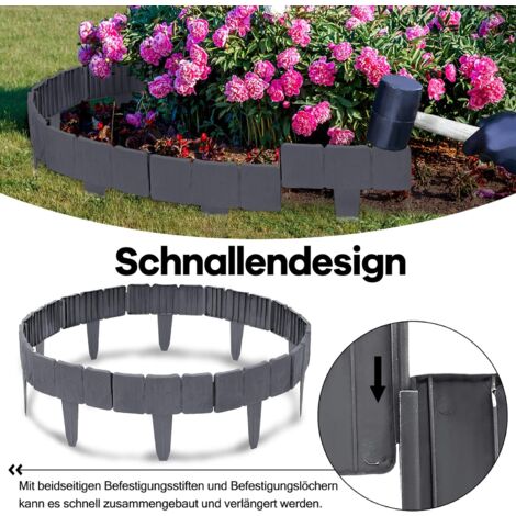 UISEBRT Rasenkante Kunstoff 15m Beeteinfassung Gartenzaun