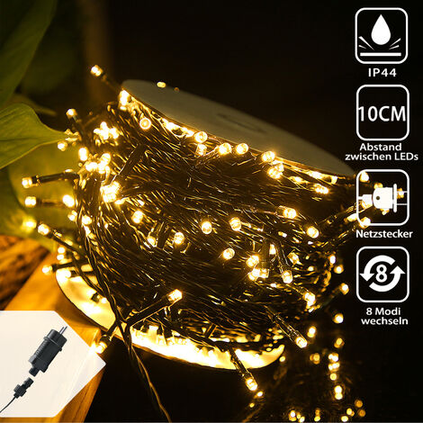 UISEBRT 100m LED Lichterkette Mit 1000 LEDs - 8 Leuchtmodi, IP44 Wasserdicht, Warmweiß