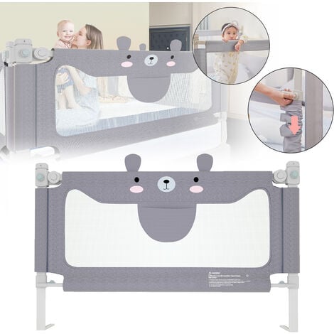 SWANEW 180cm Bettgitter Kinder Bettschutzgitter Höhenverstellbar  Rausfallschutz Bett für Kinder Kinderbettgitter mit luftiges Netz, für  Familienbett