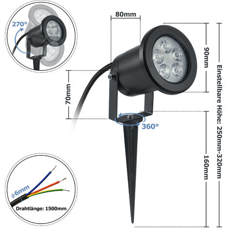 UISEBRT 2 x 3W LED Gartenstrahler mit Erdspieß, Gartenleuchten Warmweiß