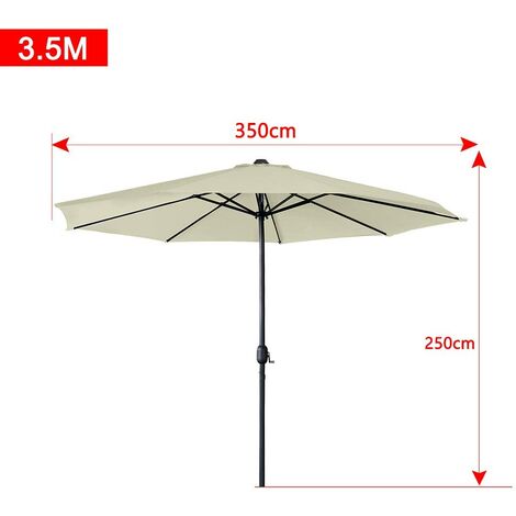 Sun-Ray Runder Terrassenschirm – 2,7 M Durchmesser, Mit Handkurbel & Neigefunktion | UV-Schutz, Wasserbeständig, Für Veranda & Terrasse
