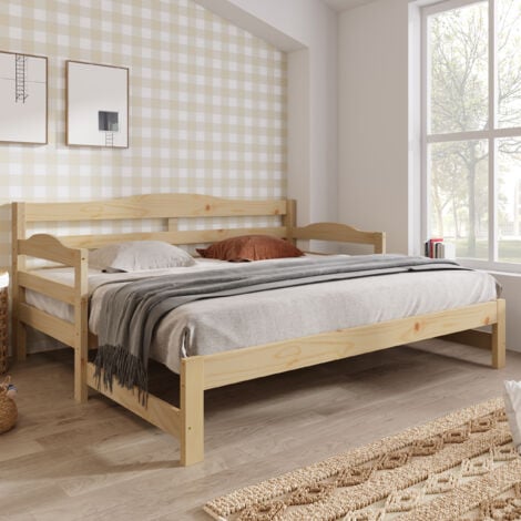 Daybed, Cabin Bed, SIngle Guest Bed Sofa Bed, Pull out Trundle for Living Room and Bedroom - (3 FT) 90 x190 cm - Natural