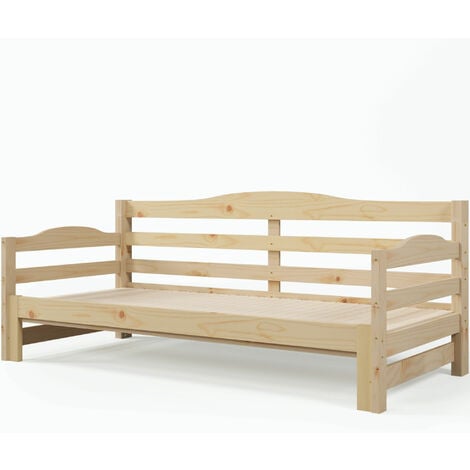Daybed, Cabin Bed, SIngle Guest Bed Sofa Bed, Pull out Trundle for Living Room and Bedroom - (3 FT) 90 x190 cm - Natural