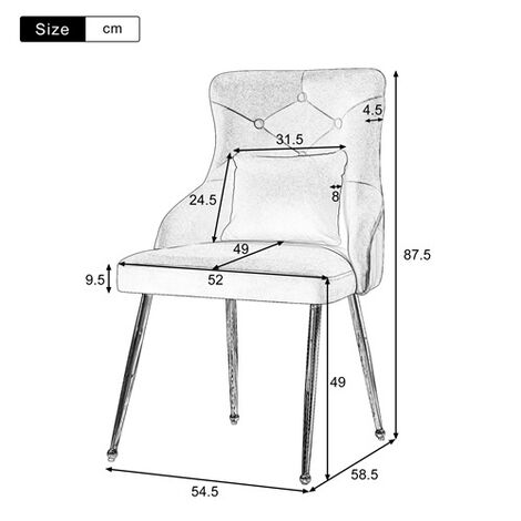 Button Pattern Dining Chair, Metal Leg Chairs, Modern Lounge Chair, Bedroom Living Room Chair with Lumbar Cushion, Pink