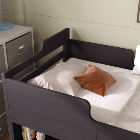 Cabin Bed Mid Sleeper Bed Frame Storage Kids Wooden bed with Drawers Shelf Storage Low Sleeper Bed 3ft Single (90 x 190 cm) Frame Only, Taupe