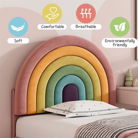 Upholstered Bed with Slatted Frame and Height Adjustable Headboard for Adults and Teenagers, Velvet, Pink, 90×190