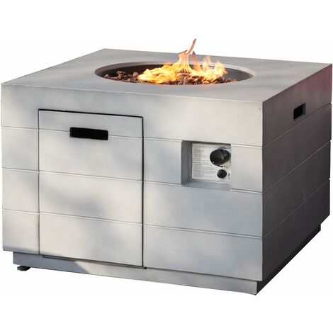 Abrihome Outdoor Propane Fire Pit Table Concrete Patio Heater, Square (87.6cmx87.6cmx60.5cm) (1/5)