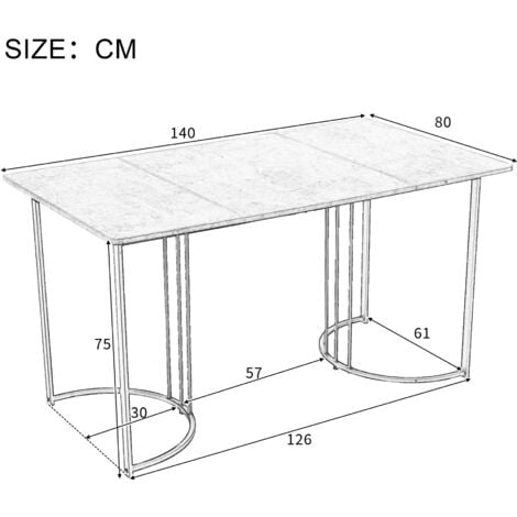 140 x 80cm Dining Table,(1-pcs), Modern Kitchen Table with Adjustable Feet for Dining Room Living Room, White/Black