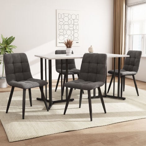 140 x 80cm Dining Table,(1-pcs), Modern Kitchen Rectangular Table for Dining Room Living Room, White/Black