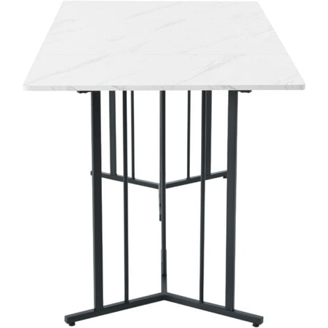 140 x 80cm Dining Table,(1-pcs), Modern Kitchen Rectangular Table for Dining Room Living Room, White/Black