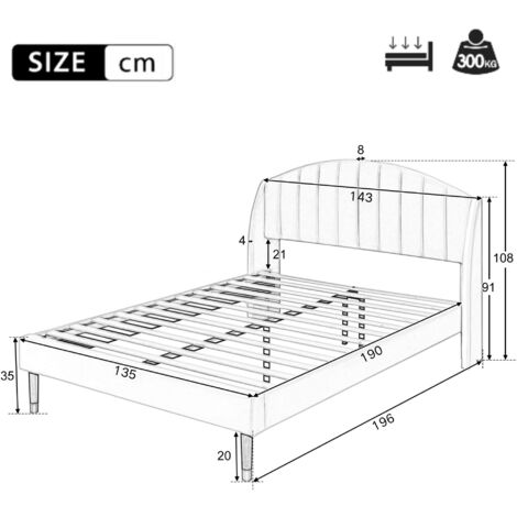 Upholstered Bed,Double Bed,with Slatted Frame and Headboard, Youth Bed, Wooden Slatted Support, Easy Assembly, 135x190cm,Velvet, Pink