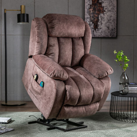 Power Massage Lift Recliner Chair for Elderly, Heavy Duty and Safety Motion Reclining Mechanism, Contempoary Overstuffed Design, Brown