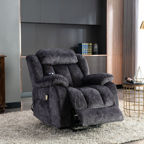 Power Massage Lift Recliner Chair for Elderly, Heavy Duty and Safety Motion Reclining Mechanism, Contempoary Overstuffed Design, Grey