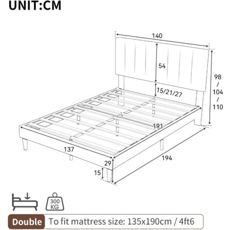 Double Upholstered Velvet Bed Frame, with Adjustable Channel Tufted Headboard, Velvet Platform Bed Frame with Solid Wood Slat and Mute Foam, Beige