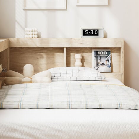 Storage Bed, Plenty of Storage Space, Durable and Sturdy, for Adults & Teenagers, Multifunctional Bed,White Oak Color,3FT Single Bed 90x190cm