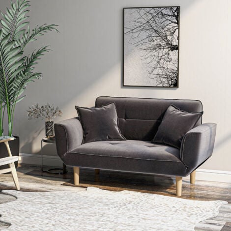 Small Sofa Bed Modern and Simple Grey flannel Sofa Living Room 2 Seater Sofa Couch Settee Recliner Sleeper